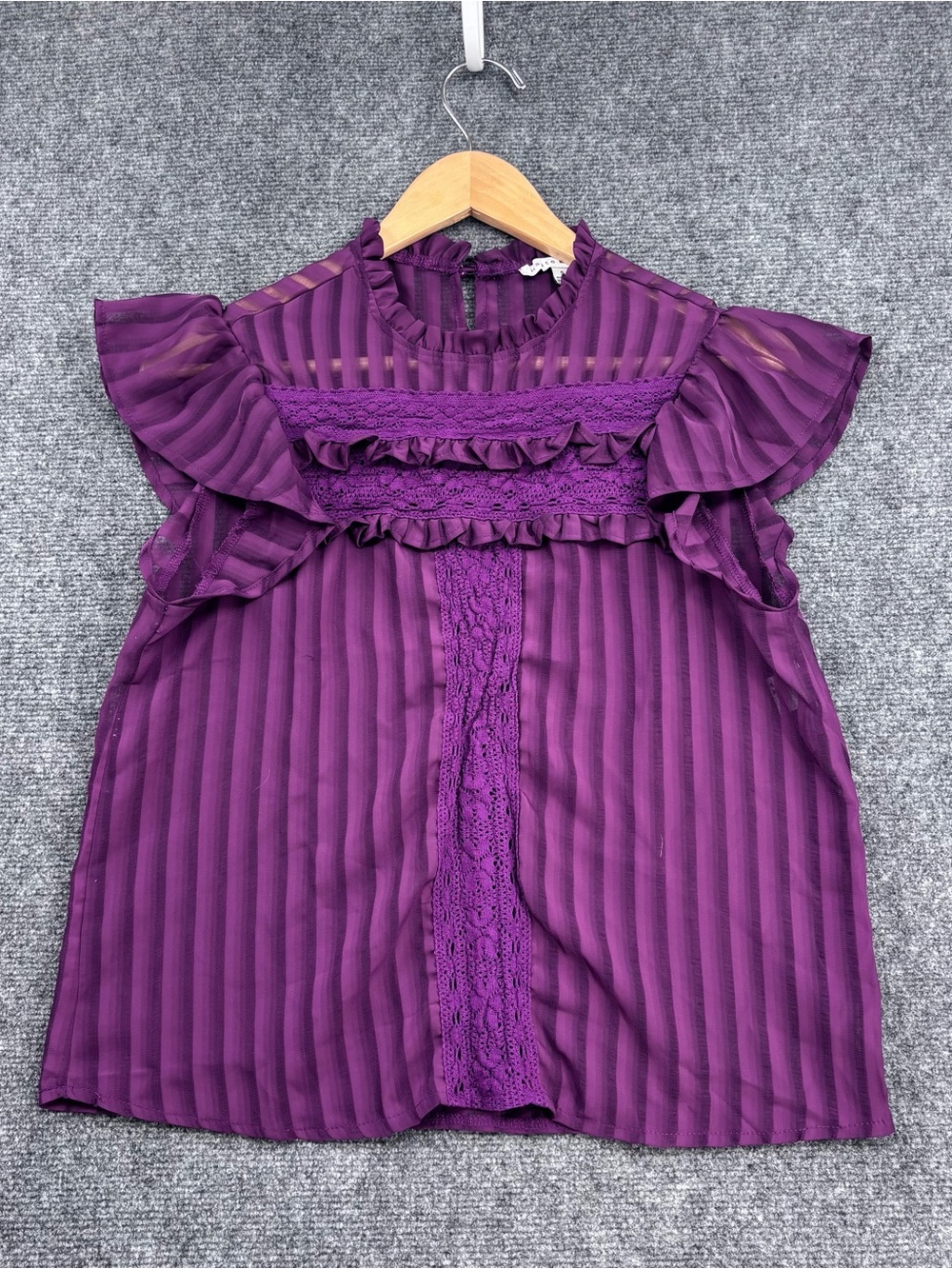 Haute Monde Purple Whimsigoth Victorian Sheer Ruffle Blouse Women’s S